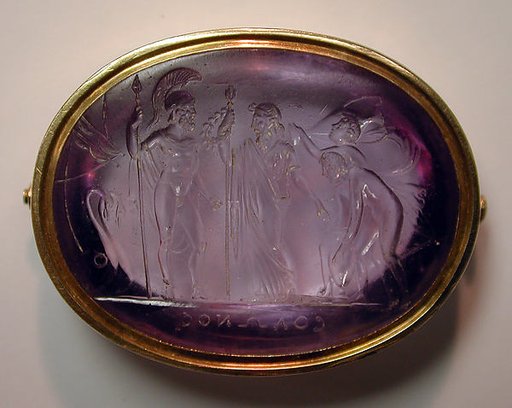 Chryseis with an attendant bearing presents, praying to Menelaus to restore his daughter