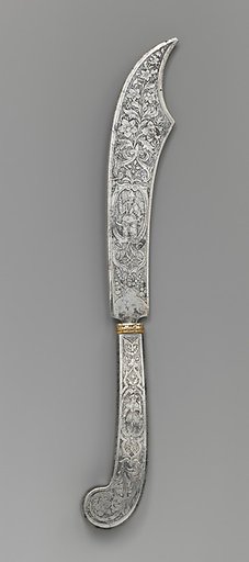 Letter opener with engraved figures