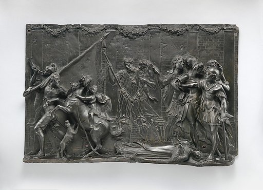 Saint Daniel of Padua dragged by a horse before the Roman governor of Padua
