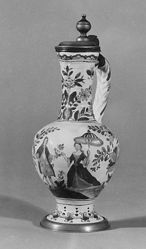 Jug with scroll handle and flat cover