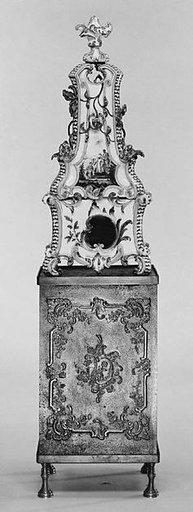 Ceramic stove on cast-iron firebox (one of a pair)