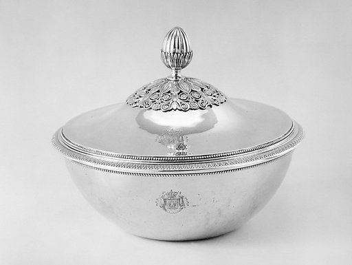 Circular dish with cover (part of a dining service)