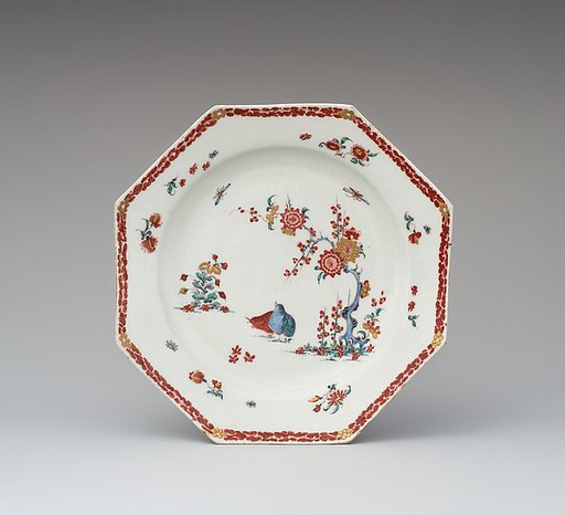 Plate with quail and peonies
