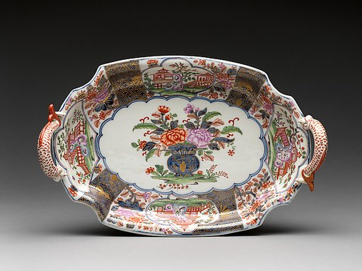 Tray with vase of flowers