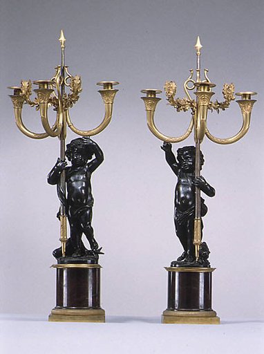 Pedestals with five-light candelabra
