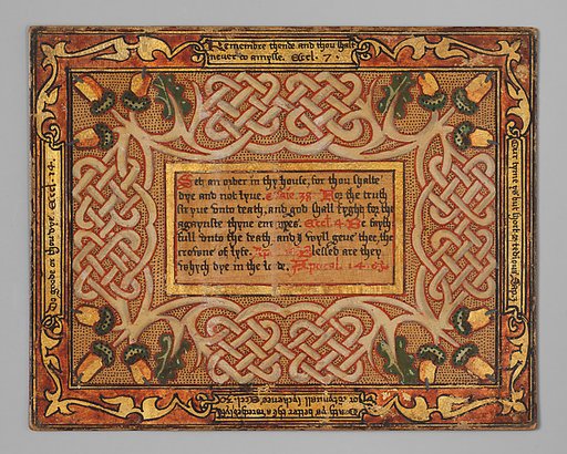 Trencher with quotation from The Governance of Virtue (1566) (one of a set)