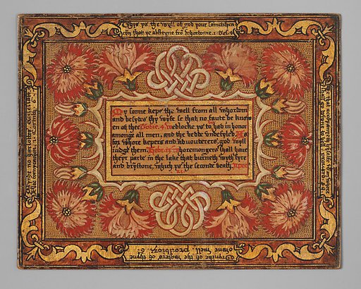 Trencher with quotation from The Governance of Virtue (1566) (one of a set)