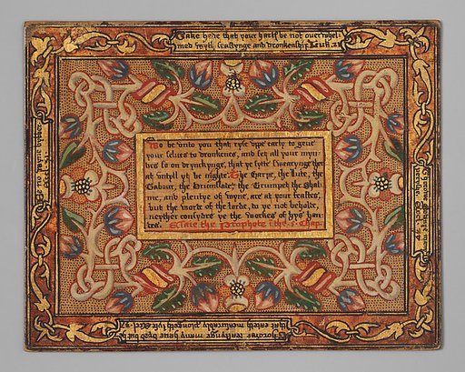 Trencher with quotation from The Governance of Virtue (1566) (one of a set)