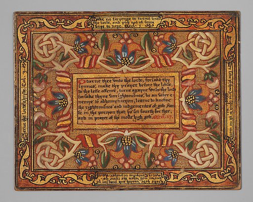 Trencher with quotation from The Governance of Virtue (1566) (one of a set)