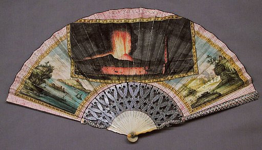 Fan with representation of eruption of Vesuvius
