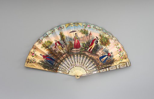 Fan depicting figures in Spanish costumes