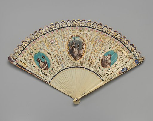 Brisé fan with three painted reserves