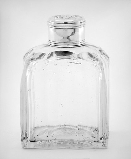 Pair of crystal bottles with cover and stopper (part of a set)