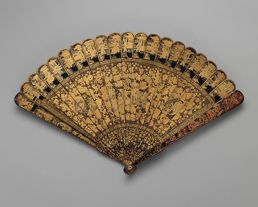 Brisé Fan, with Figures, Pavilions, and Fantastical Beasts