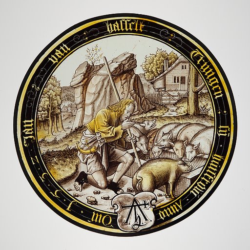 The Prodigal as a Swineherd (one of eight scenes from the story of the Prodigal Son)
