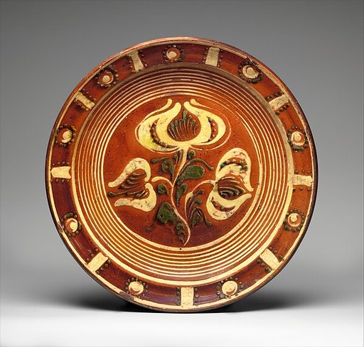 Redware Slip-decorated dish