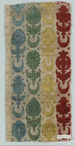 Fragment of polychrome velvet