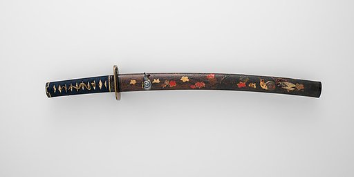 紅葉蒔絵鞘脇指拵 Mounting for a Short Sword (<i>Wakizashi</i>)