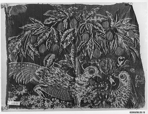 Fragment of textile printed with game birds