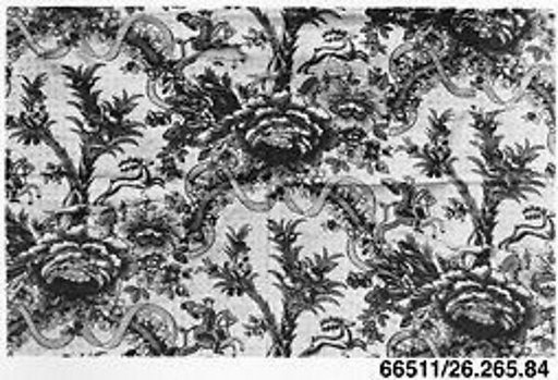 Floral print with hunting scenes