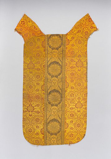 Orphrey woven with figurative repeat design of seraphim with IHS Christogram in glories