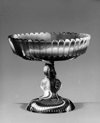 Purple marble glass compote