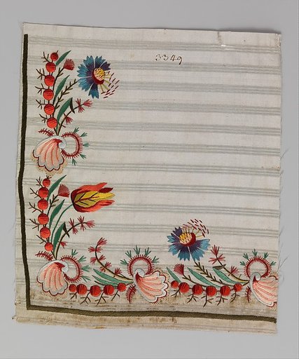 Embroidery sample for a man’s waistcoat