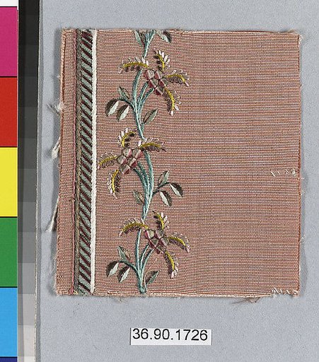 Embroidery sample for a man’s suit or waistcoat