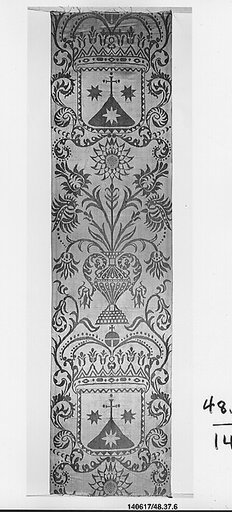 Length of silk with Carmelite Order coat-of-arms