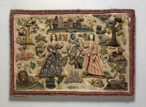 Two ladies in a landscape with a castle