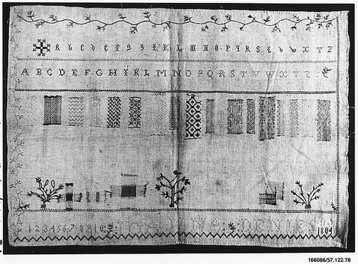 Embroidered darning sampler