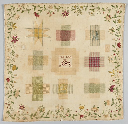 Embroidered darning sampler