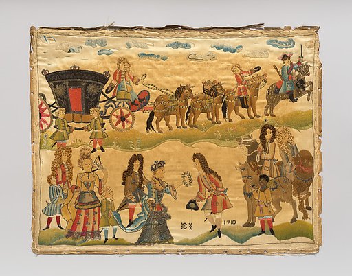 Embroidered picture of Queen Anne and the Duke of Marlborough