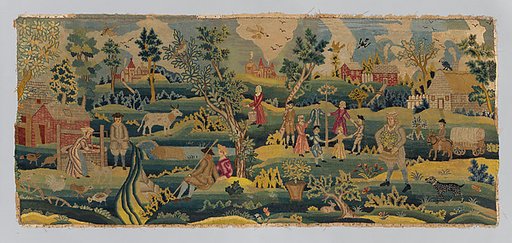Needlework Picture with Maypole Scene