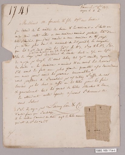 Letter with textile samples
