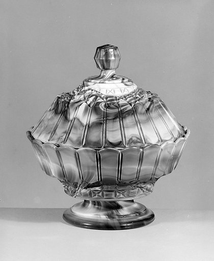 Purple marble glass covered bowl