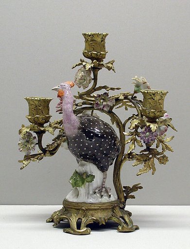 Candelabra with Meissen bird (one of a pair)