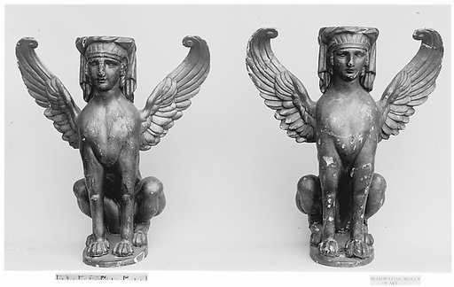 Winged sphinx (one of a pair)
