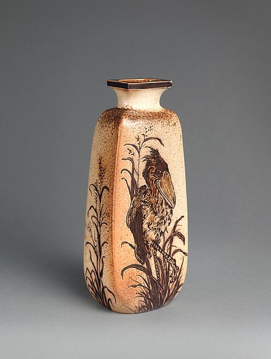 Bottle vase with birds