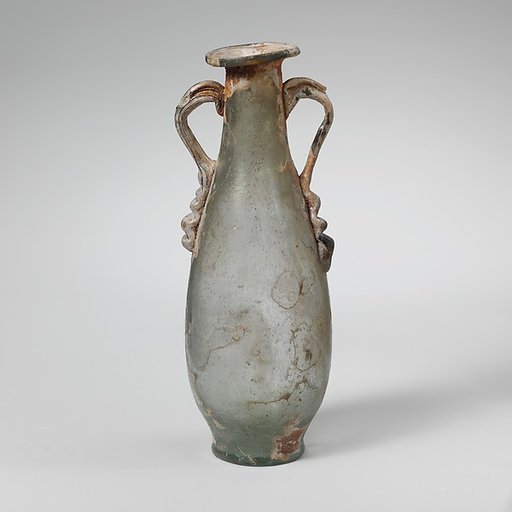 Glass two-handled bottle