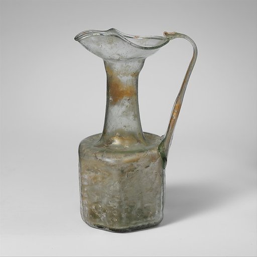 Glass hexagonal jug with Jewish symbols