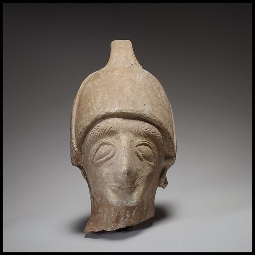 Male head wearing a helmet