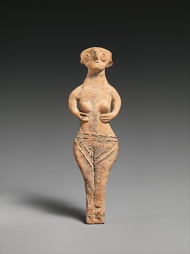 Terracotta statuette of a nude woman