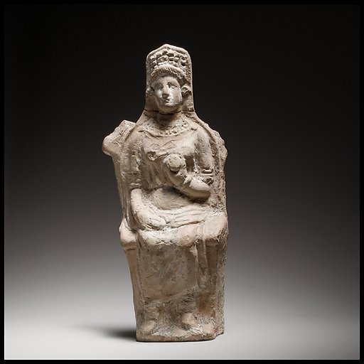 Terracotta figurine of a seated goddess