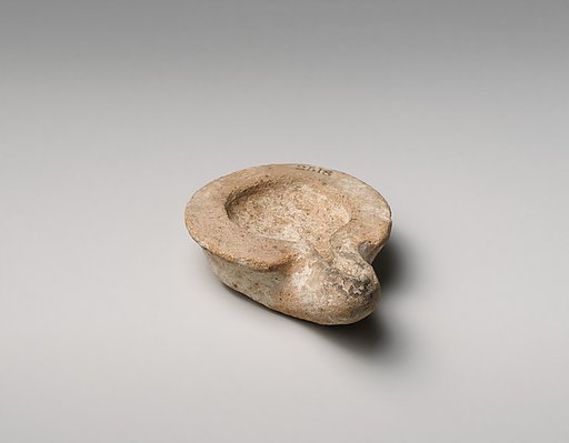 Terracotta saucer-shaped lamp