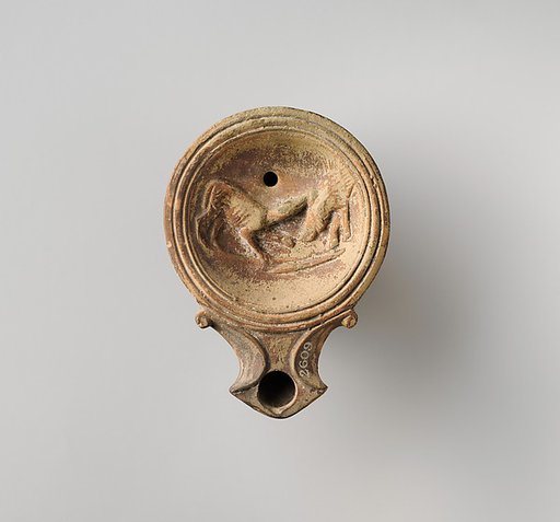 Terracotta oil lamp