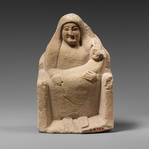Seated limestone kourotrophos
