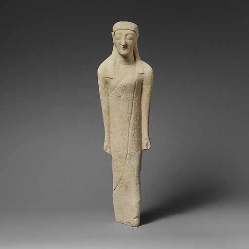 Limestone statuette of a beardless male votary in Greek dress