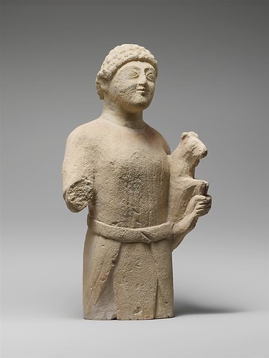 Limestone statuette of a male votary (worshipper)