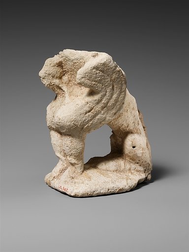 Limestone sphinx supporting a votive bowl